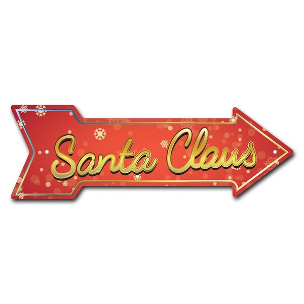 Santa Claus Arrow Sign Funny Home Decor 24in Wide